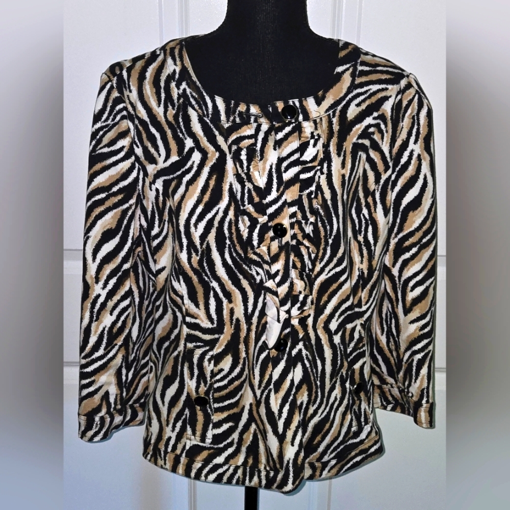 CHARTER CLUB Animal Print Lightweight Blazer Sz XL